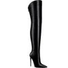 Femme La The Scorpio Pointed Toe Thigh High Boot In Black
