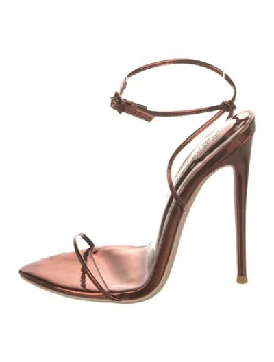 Pre-owned Femme La Vegan Leather Animal Print Sandals In Brown