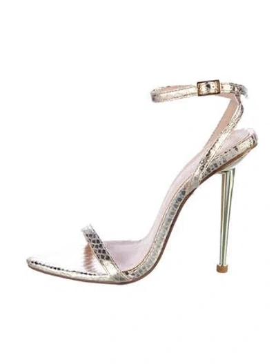 Pre-owned Femme La Vegan Leather Animal Print Sandals In Multi