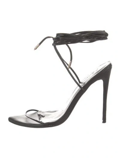 Pre-owned Femme La Vegan Leather Sandals In Black