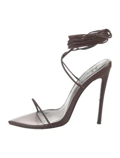 Pre-owned Femme La Vegan Leather Sandals In Brown