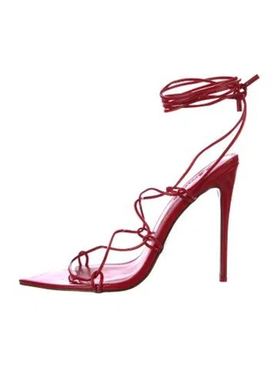 Pre-owned Femme La Vegan Leather Sandals In Red