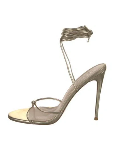 Pre-owned Femme La Vegan Leather Sandals In Silver