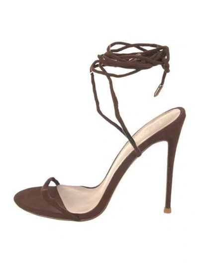 Pre-owned Femme La Vegan Suede Sandals In Brown