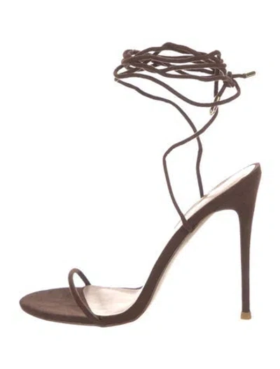 Pre-owned Femme La Vegan Suede Sandals In Brown