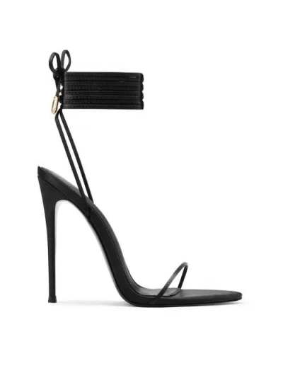 Femme Luce Minimale Satin Sandal In Black