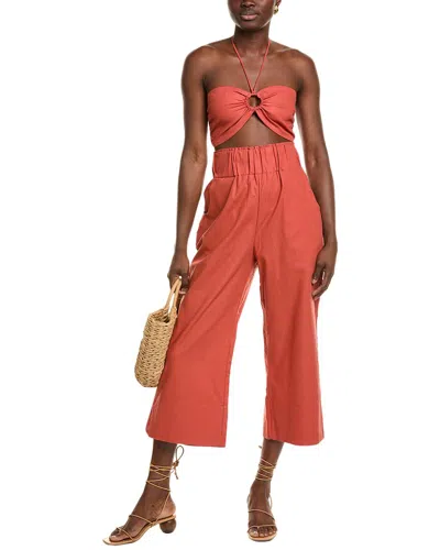 Femme Society 2pc Linen-blend Top & Pant Set In Multi