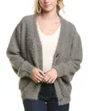 Femme Society Fuzzy Eyelash Cardigan In Grey