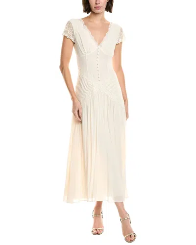 Femme Society Lace & Pintuck Midi Dress In Neutral