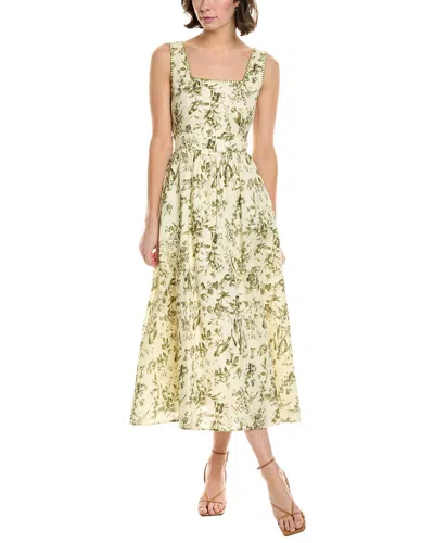 Femme Society Linen-blend Maxi Dress In Green