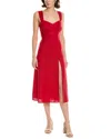 Femme Society Linen Midi Dress In Red