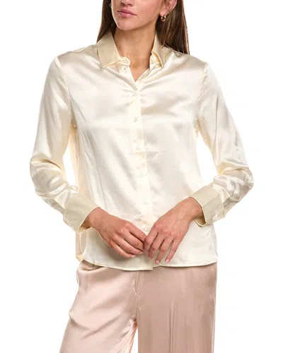 Femme Society Long Sleeve Silk Shirt In White