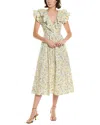 Femme Society Midi Dress In Beige