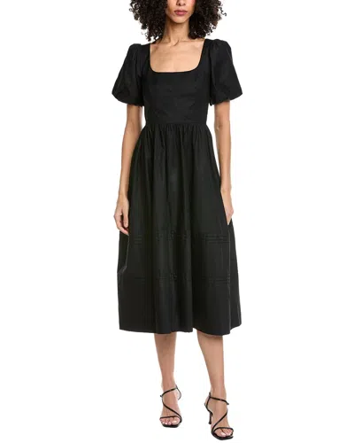 Femme Society Short Sleeve Midi Dress In Black