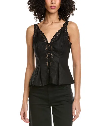 Femme Society Sleeveless Linen Top In Black