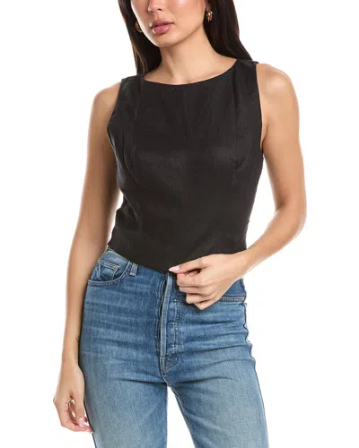 Femme Society Sleeveless Linen Top In Black