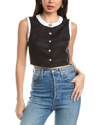 Femme Society Sleeveless Linen Top In Black