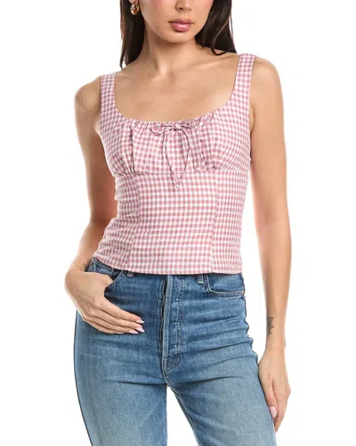 Femme Society Sleeveless Linen-blend Blouse In Pink