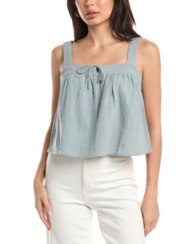 Femme Society Sleeveless Linen-blend Top In Blue