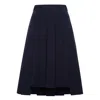 Femponiq Women's Blue High-waisted Pleated Midi Skirt With Asymmetric Slits - Navy In Blue