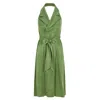 Femponiq Women's Halter Neck Midi Tuxedo Dress - Avocado  Green In Green