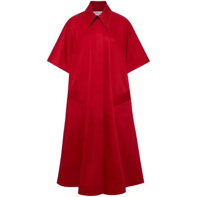 FEMPONIQ WOMEN'S OVERSIZED CAPE COTTON DRESS / BERRY RED