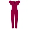 Femponiq Women's Pink / Purple Puff Sleeved Crepe Jumpsuit - Pink & Purple In Pink/purple