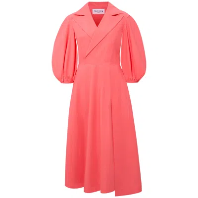 Femponiq Women's Pink / Purple Wide Lapel Asymmetric Cotton Dress / Rouge Pink