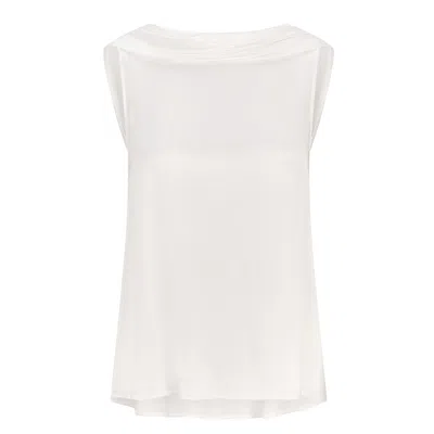 Femponiq Women's Roll Collar Vegan Top - Pearl White