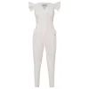 Femponiq Women's Ruffled Sleeve Tuxedo Jumpsuit - White In White