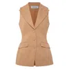 Femponiq Women's Sleeveless Tailored Blazer - Camel Brown In Brown