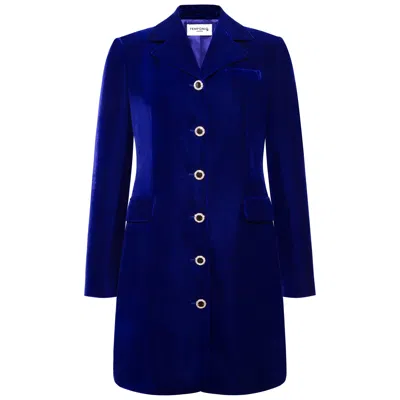 Femponiq Velvet Tailored Blazer Dress In Blue