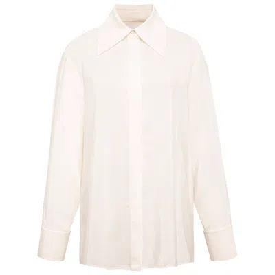 Femponiq Women's White Viscose Rayon Gathered Back Shirt / Ivory