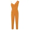 Femponiq Women's Yellow / Orange Peak Lapel Tailored Jumpsuit - Yellow & Orange In Yellow/orange