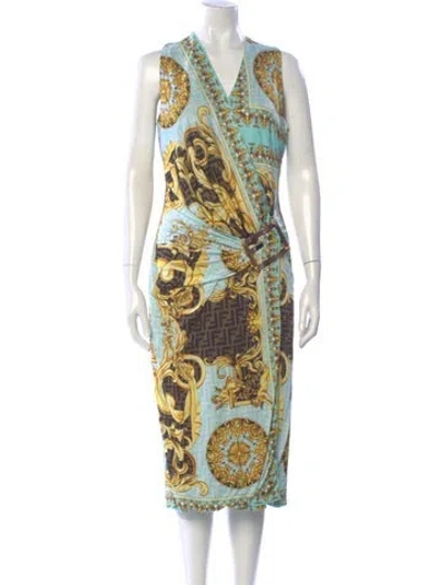 Pre-owned Fendace 2022 Midi Length Dress In Blue
