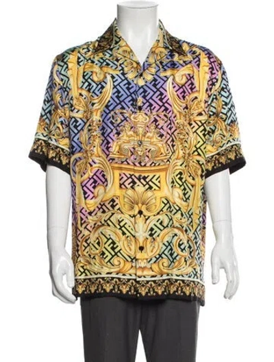 Pre-owned Fendace 2022 Zucca Ff Logo Shirt In Blue