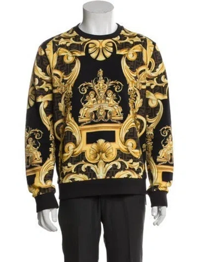 Pre-owned Fendace 2022 Zucca Ff Logo Sweatshirt In Yellow