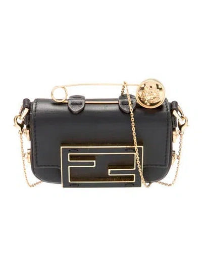Pre-owned Fendace Baguette Nano Medusa Insignia Coin Pouch In Black