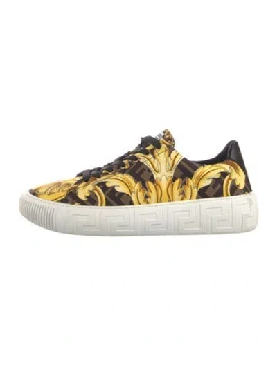 Pre-owned Fendace Baroque Greca Sneakers In Yellow