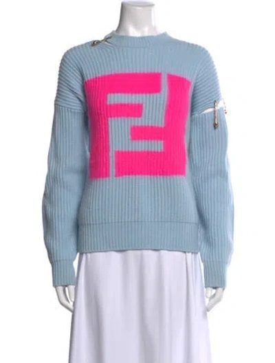 Pre-owned Fendace Cashmere Graphic Print Sweater In Blue