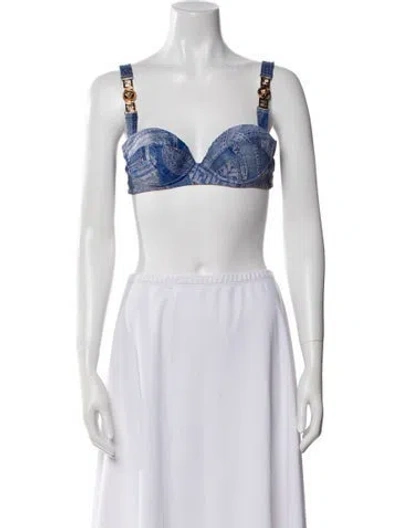 Pre-owned Fendace Denim Logo Bra In Blue