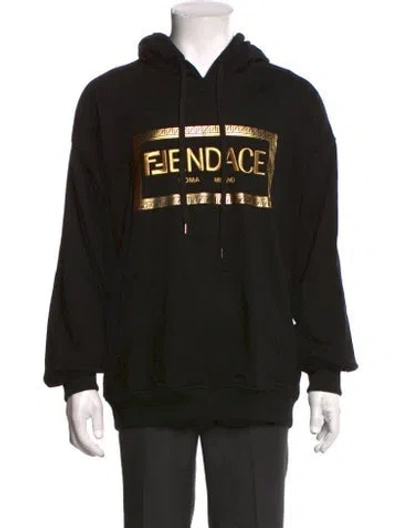 Pre-owned Fendace Graphic Print Crew Neck Hoodie In Black