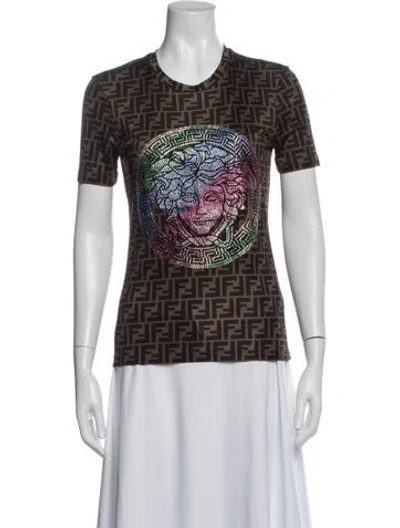 Pre-owned Fendace Graphic Print Crew Neck T-shirt W/ Tags In Multicolor