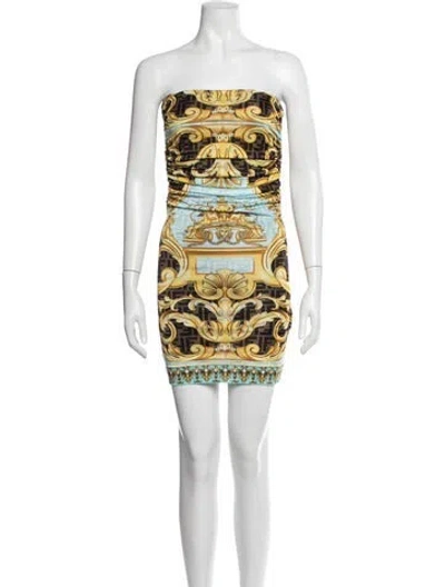 Pre-owned Fendace Graphic Print Mini Dress W/ Tags In Blue