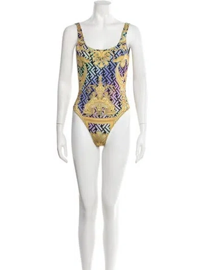 Pre-owned Fendace Graphic Print One-piece W/ Tags In Yellow
