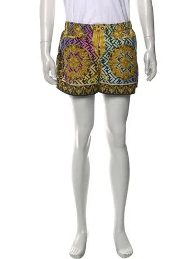 Pre-owned Fendace Graphic Print Swim Trunks In Yellow