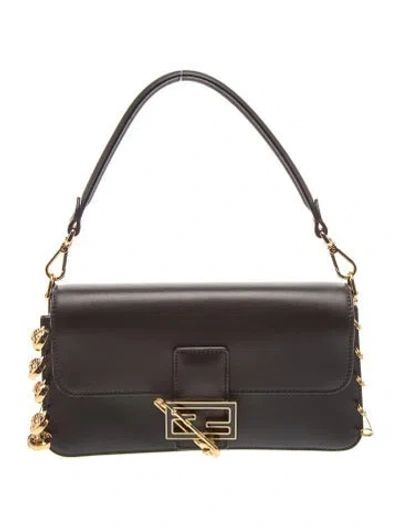 Pre-owned Fendace Leather Baguette Medium In Brown