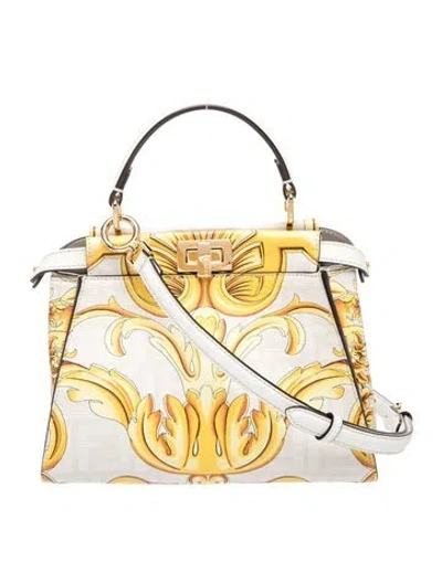 Pre-owned Fendace Leather Fendi Peekaboo Mini In Neutral