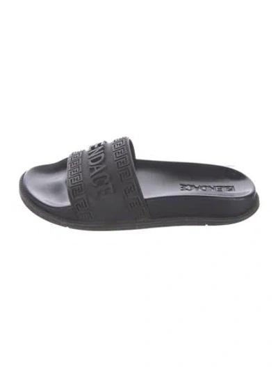 Pre-owned Fendace Rubber Slides In Black