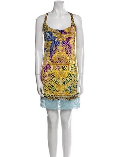 Pre-owned Fendace Silk Mini Dress In Multi